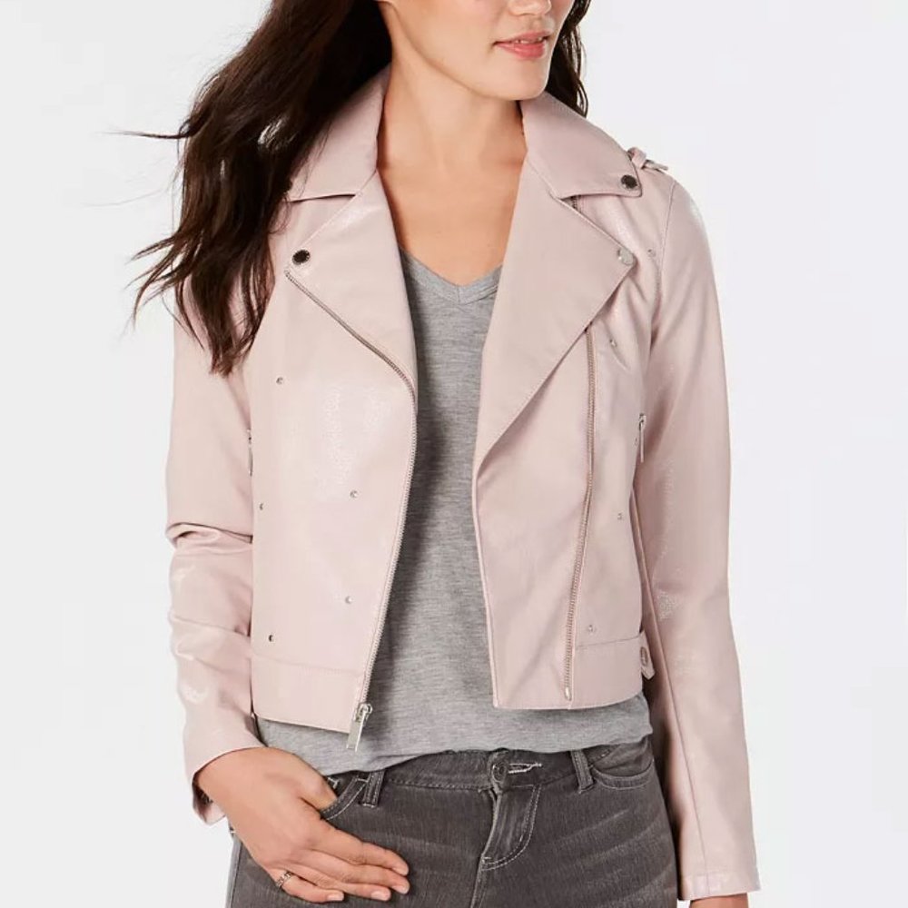 French Connection Studded Faux Leather Moto Jacket